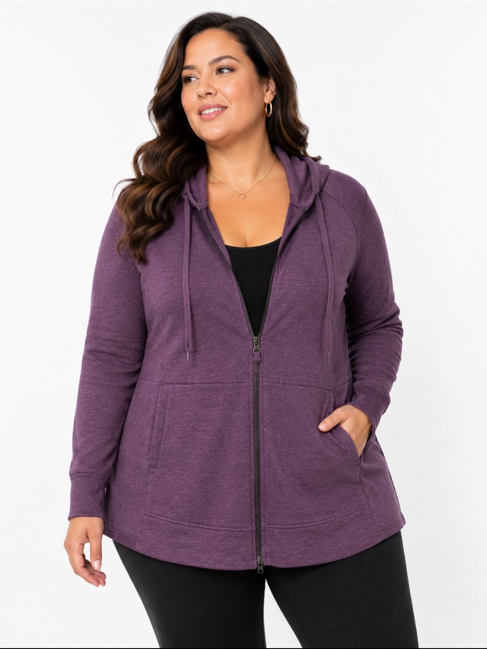 Mondetta Plum Full-Zip Hooded Utility Jacket